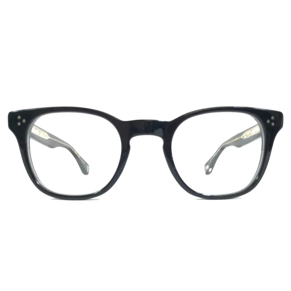 Eyevan Eyeglasses Frames Womack-E PBK Polished Black Gold Horn Rim 45-23-142